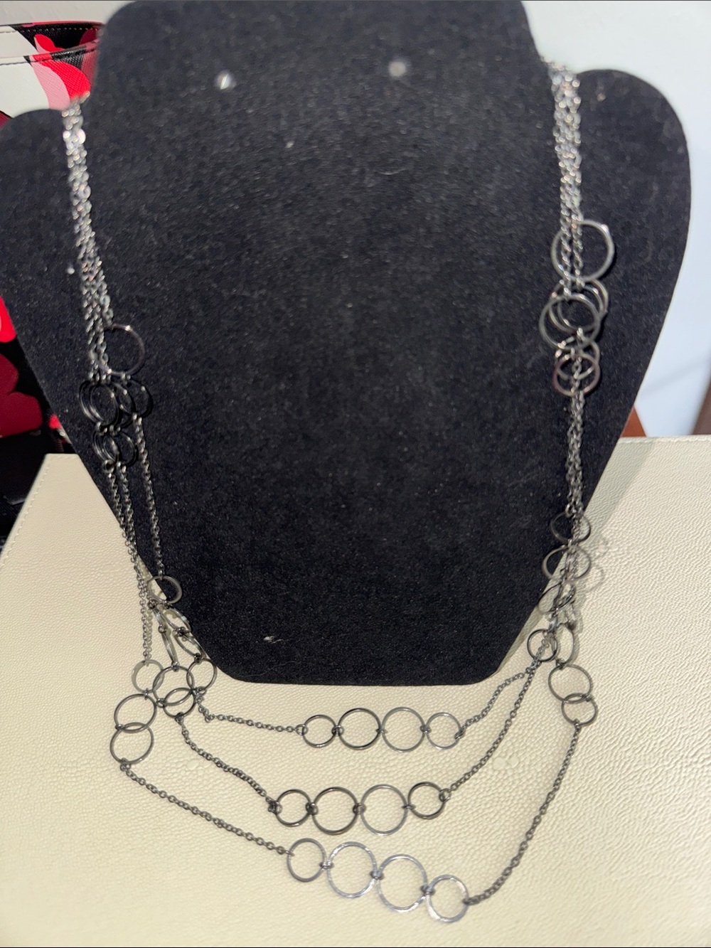 Multi-Strand Silver-Tone Circle Link Necklace - Women Jewelry